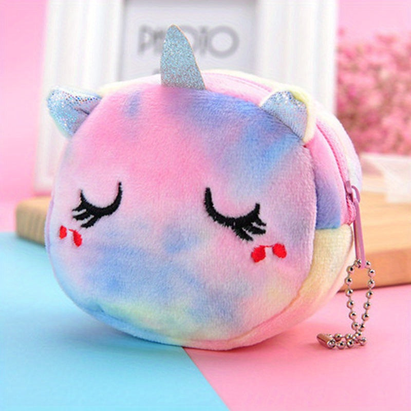 Cartoon Bear Cat Plush Coin Purse Wallet Outdoor Traveling Holiday Gift