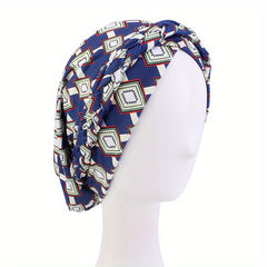 Boho Print Braid Turban Cap Women Stretch Hijab Headwrap