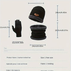 Winter Knitted Hat Scarf Gloves Set Neck Gaiter Anti Slip Gloves Warm Beanie