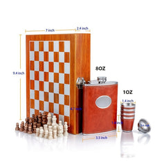 8oz Stainless Steel Hip Flask Wine Cups Funnel Chess Box Set