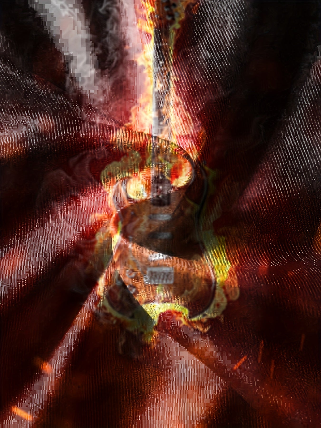 Flame Guitar Print Boys Sweatshirt Long Sleeve Pullover Top
