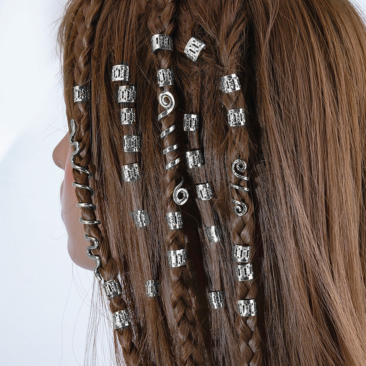 Alloy Hair Beads Silver Hair Beads Inspired Hair Decor Ring Set
