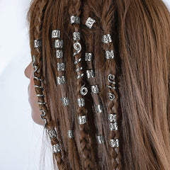 Alloy Hair Beads Silver Hair Beads Inspired Hair Decor Ring Set