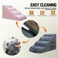 Pet Dog Stairs 4 Tiers For Dogs Foam Ramps Non-slip Bottom