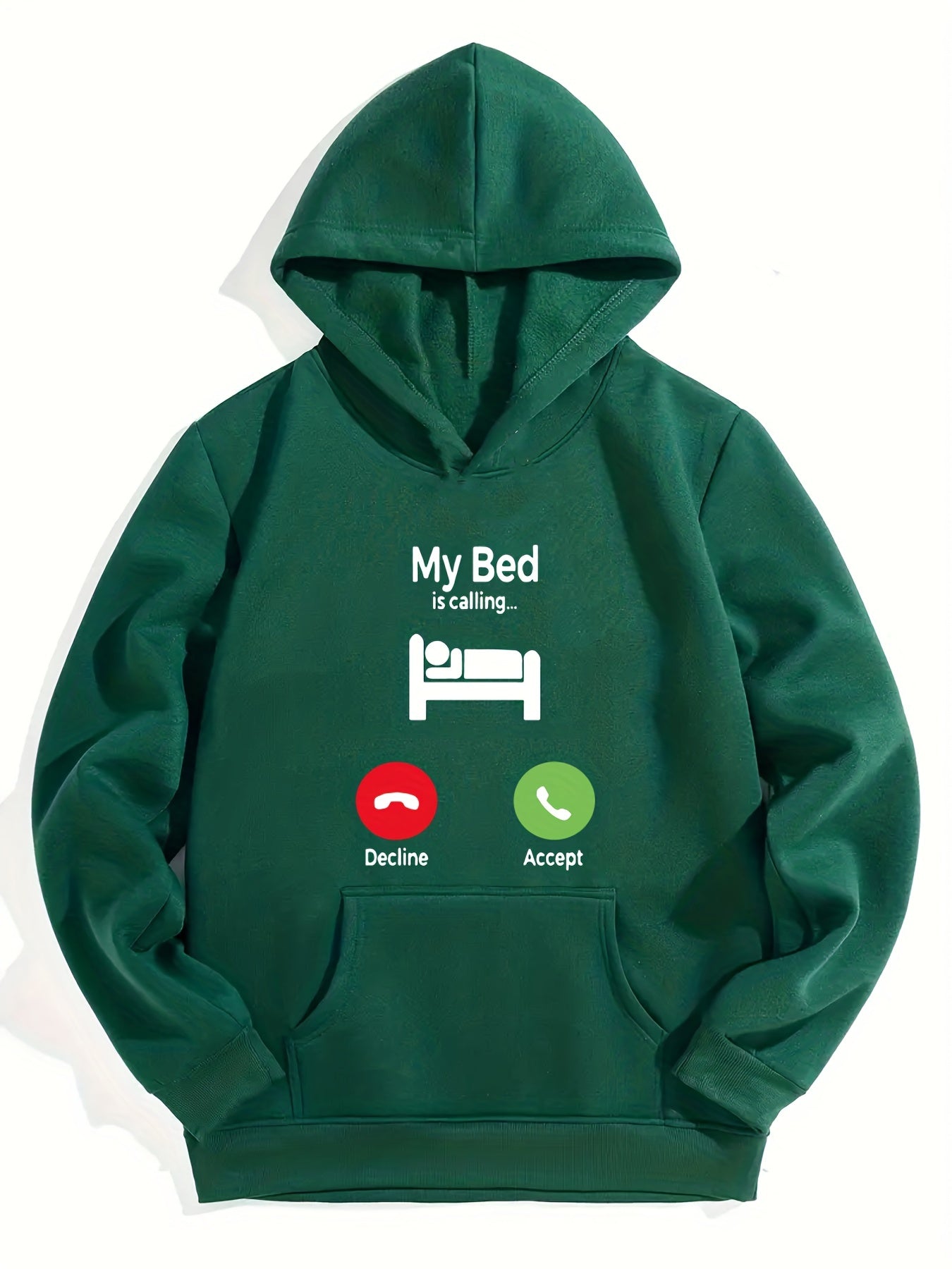 Funny My Bed Is Calling Print Boys Pullover Hooded Sweatshirt
