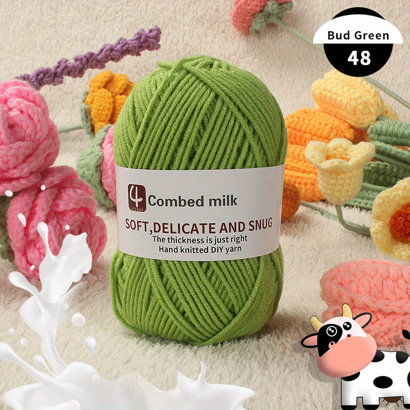 6pcs 4 Strands Combed Cotton Yarn For DIY Crochet Knitting Sweater Doll Flower