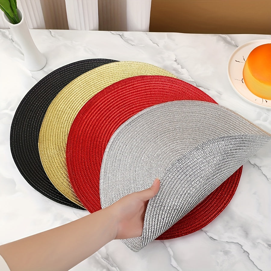6pcs Colorful Round Cotton Placemat Insulation Mat Cutlery Mat
