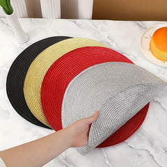 6pcs Colorful Round Cotton Placemat Insulation Mat Cutlery Mat