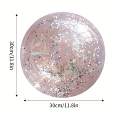 6 Pack Glitter Beach Balls - Confetti PVC Material - Smooth