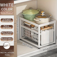 Pull-Out Basket Seasoning Storage Rack Sink Shelf