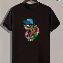 Hip Hop Style Cat Pattern Print Men's Sports T-shirt