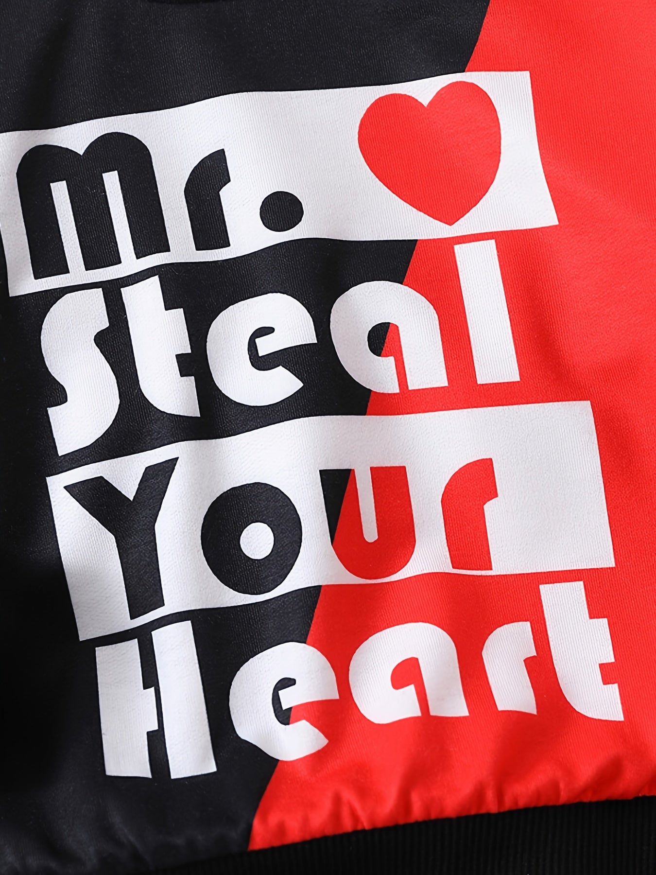 Boy 2pcs Sweatshirt & Pants MR STEAL YOUR HEART Print Crew Neck Long Sleeve Top