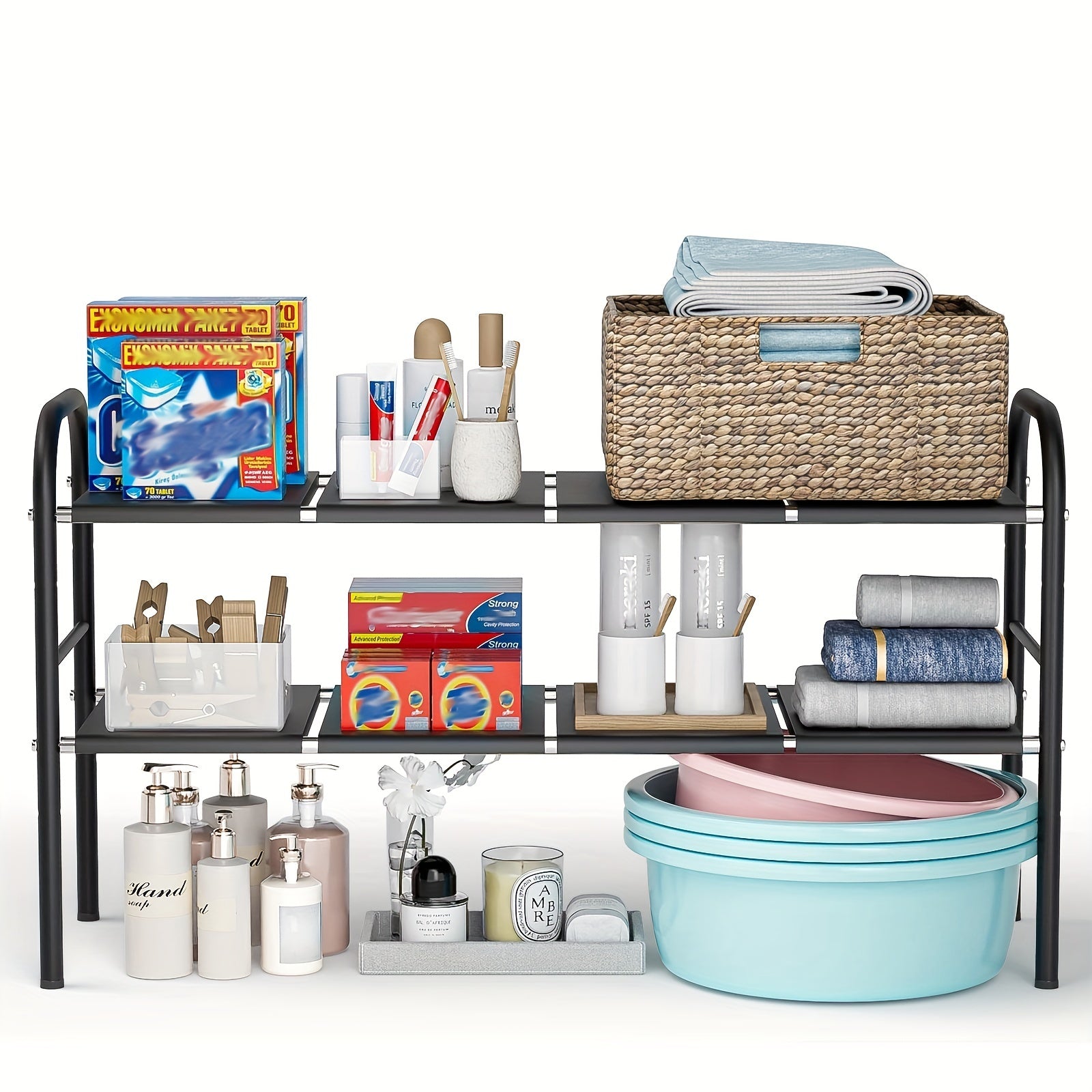 Expandable Under Sink Organizer Bathroom Storage Rack