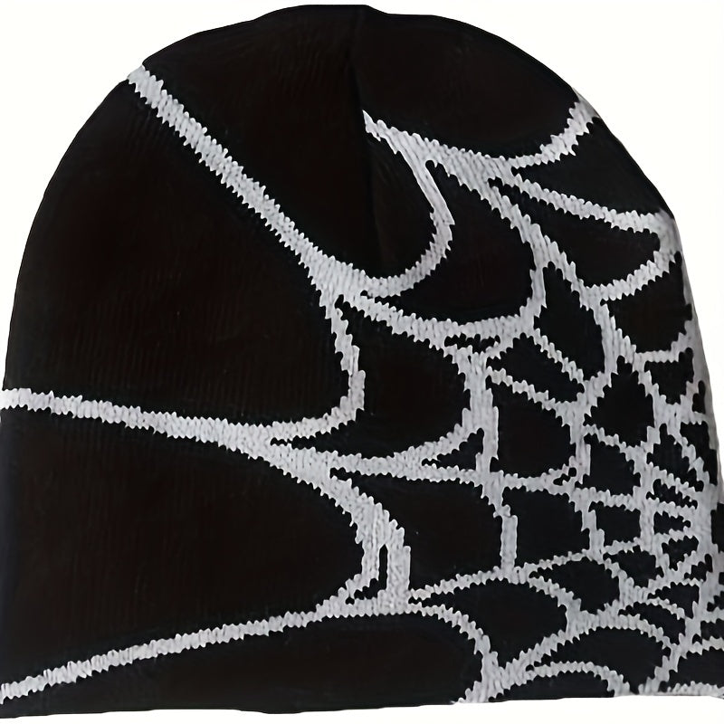 Pooyikoi Y2K Gothic Spider Pattern Wool Acrylic Knit Hat Beanie Hat