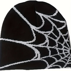 Pooyikoi Y2K Gothic Spider Pattern Wool Acrylic Knit Hat Beanie Hat