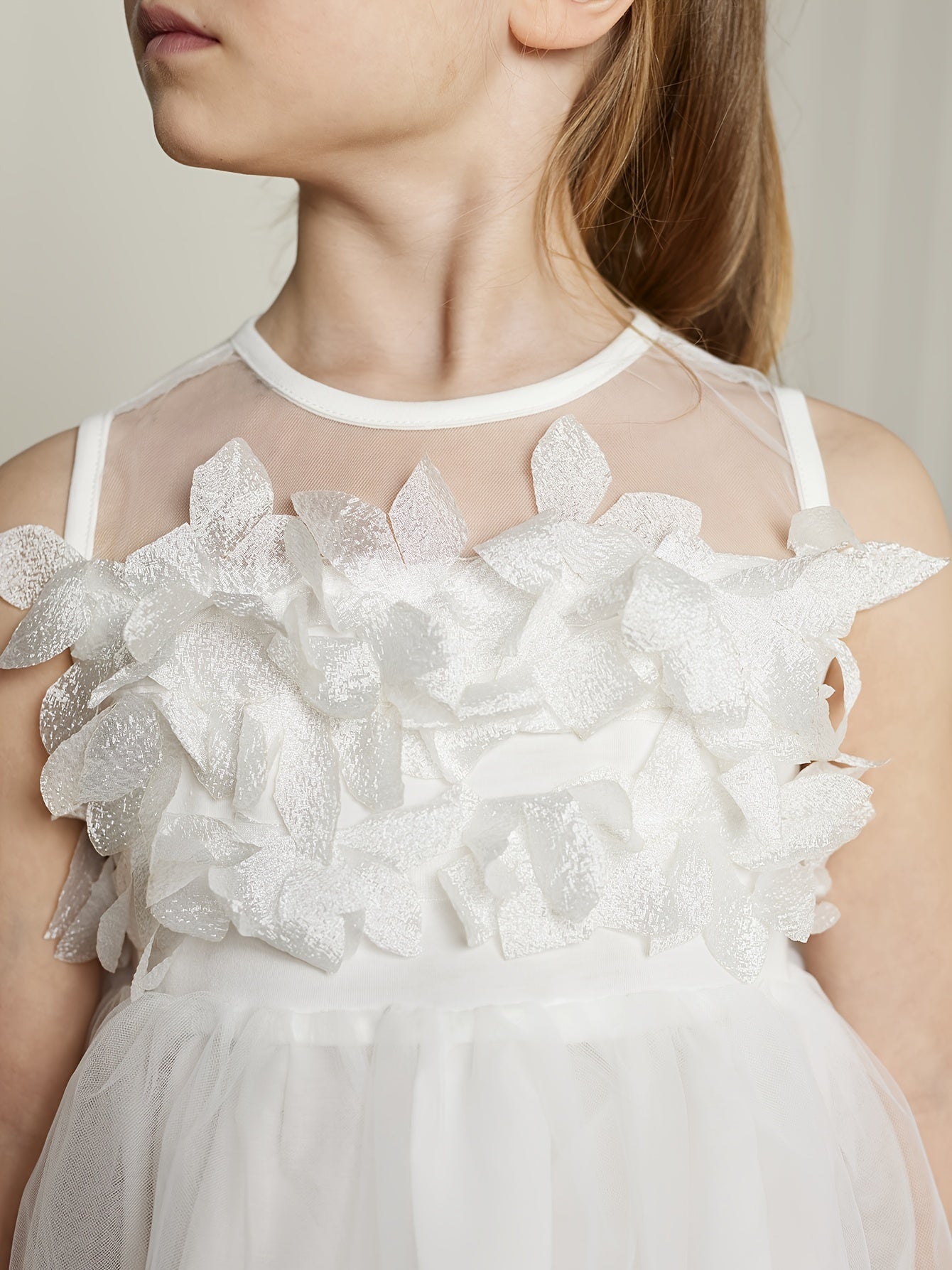 Flower Girl Mesh Midi Tutu Dress for Wedding Party