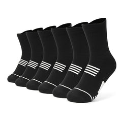 6 Pairs Men's Mid Crew Sport Socks Absorbent Breathable For Basketball Running