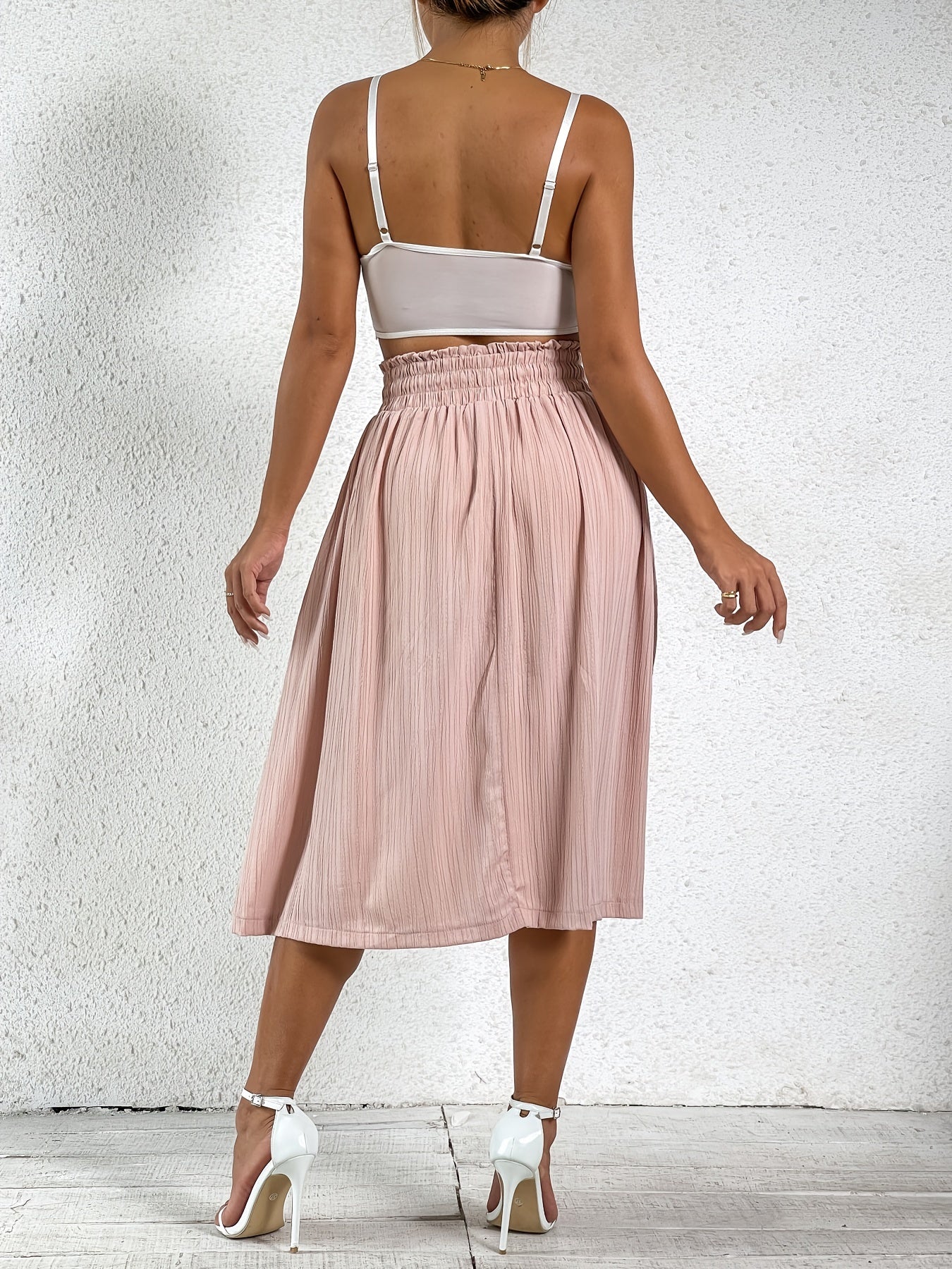 Drawstring Ruched Skirts Pleated Midi Skirts