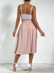 Drawstring Ruched Skirts Pleated Midi Skirts