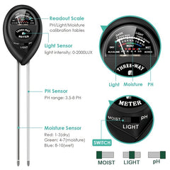 Soil Test Kit 3 in 1 Moisture Light PH Tester Gardening Tool Kits