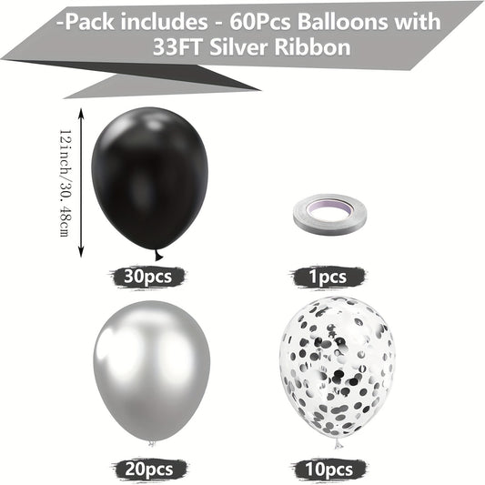61pcs Silvery Confetti Balloon Set for Wedding Birthday Anniversary