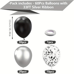 61pcs Silvery Confetti Balloon Set for Wedding Birthday Anniversary