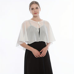Chiffon Sheer Capelet Solid Poncho Scarf Shawls Women