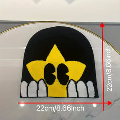 Sporty Windproof Knit Beanie Hat Embroidered Warm Ski Cold Hat