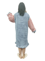 Thermal Colorblock Teddy Warm Pajamas Dress Women's Loungewear