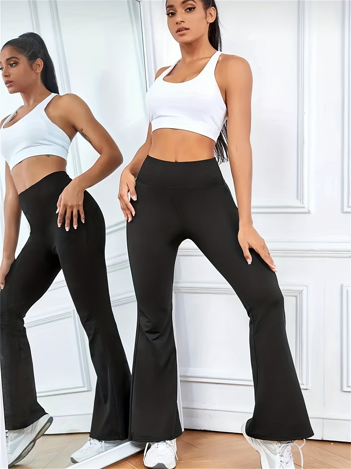 High Waist Flare Leg Pants Yoga Sports Bell Bottom Leggings Activewear