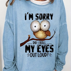Letter & Bird Print Crew Neck Sweatshirt for Women