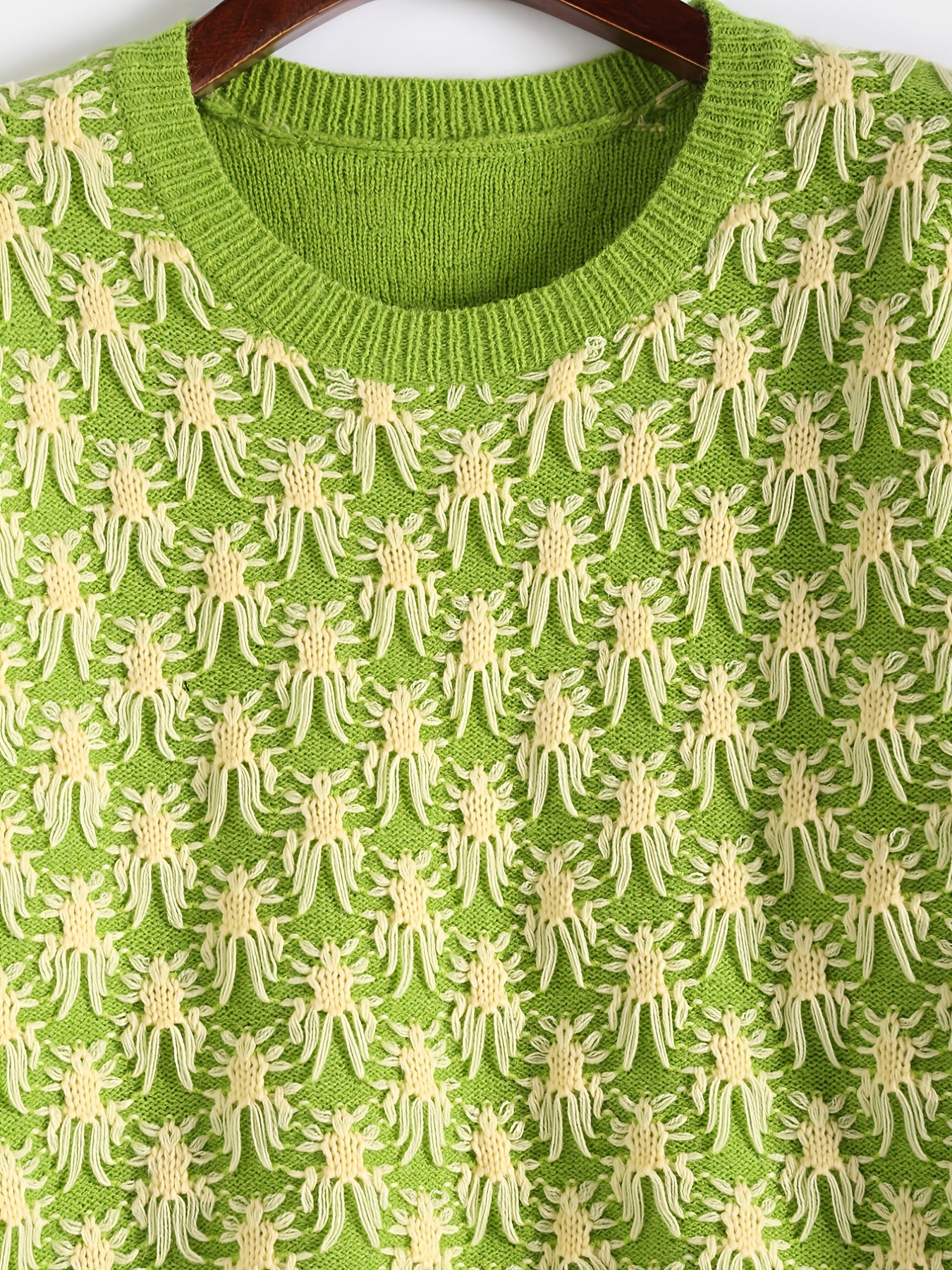 Jacquard Long Sleeve Knitwear Women's Plus Casual Pullover Sweater
