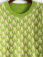 Jacquard Long Sleeve Knitwear Women's Plus Casual Pullover Sweater