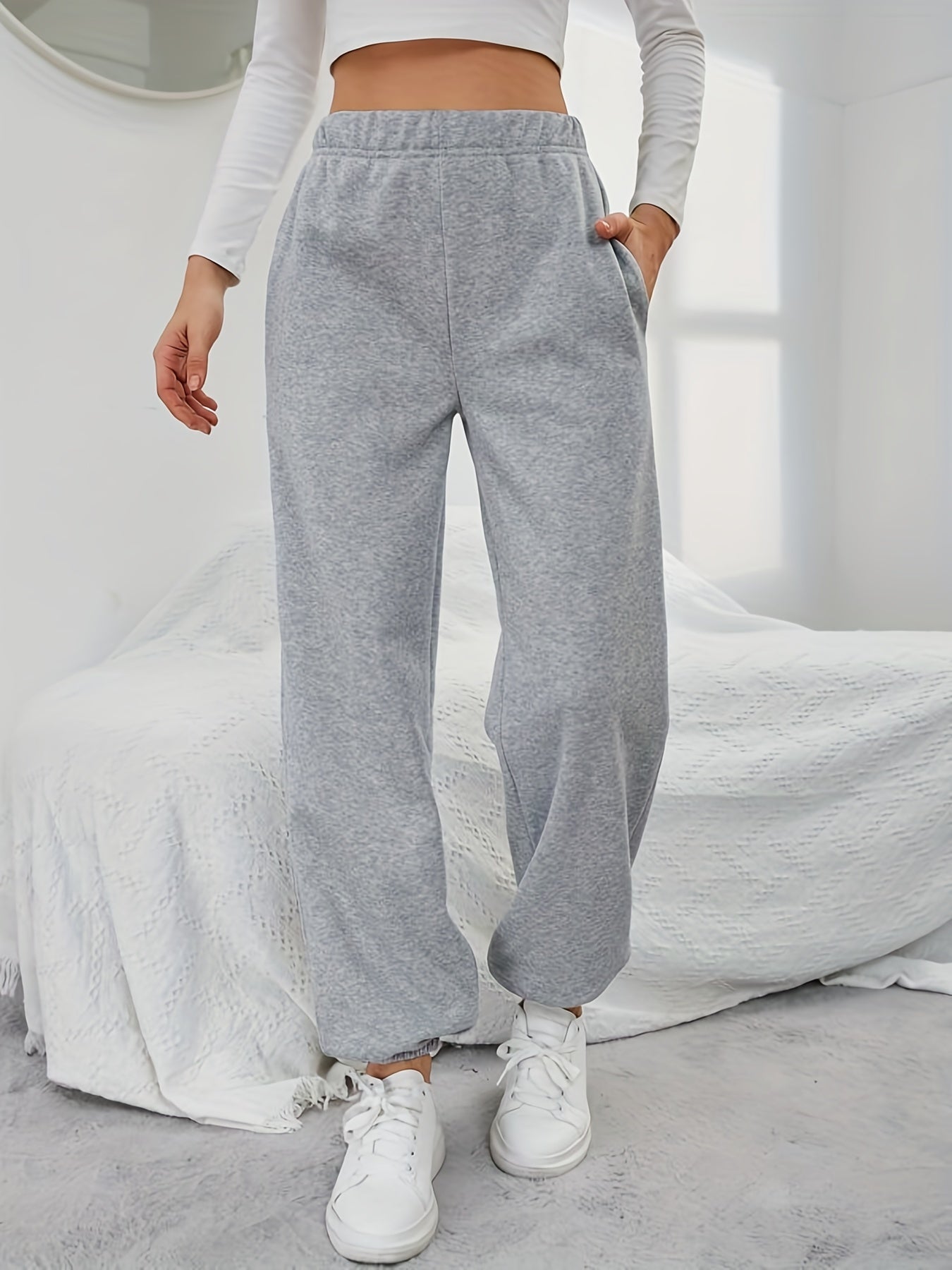 Casual Elastic Waist Jogger Pants Women's Clothing