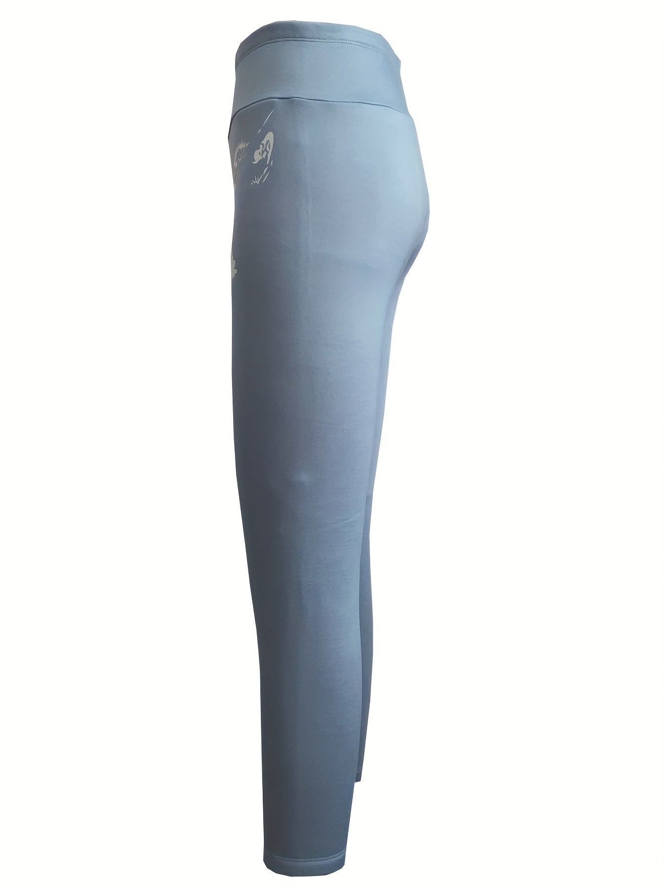Cat Print High Waisted Tummy Control Fleece Lined Yoga Pants