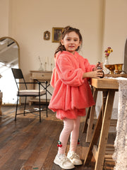 Girl's Rabbit Ear Hooded Coat & Shorts Set Soft Casual Outfits
