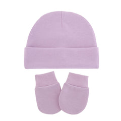 Newborn Hospital Hat Mittens Set Cotton Beanie Cap Gloves