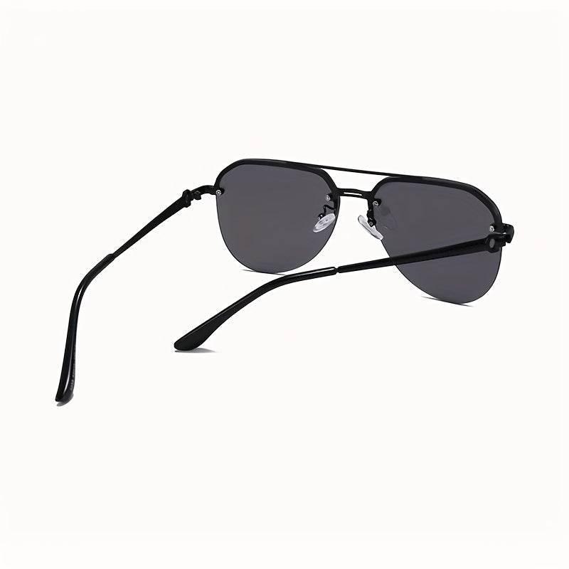Men's Classic Double Beam Sunglasses Half Rim Sports Glasses