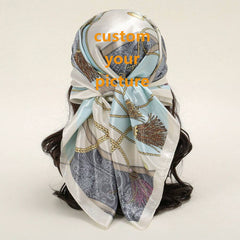 Custom Photo Print Square Scarf Lightweight Breathable Fabric Gift for Sister