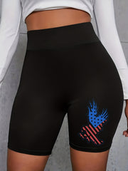 Flag Eagle Print High Rise Biker Shorts