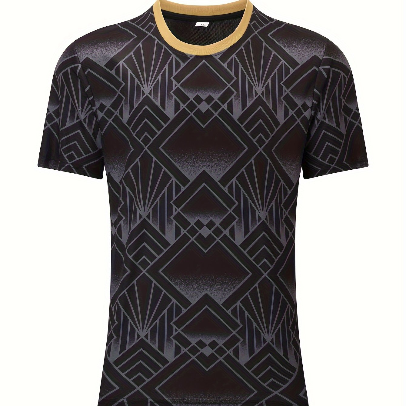 Men's Geometric Print Football Jersey Short Sleeve Soccer Club Uniform