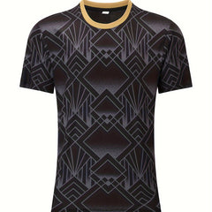 Men's Geometric Print Football Jersey Short Sleeve Soccer Club Uniform