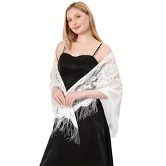 Lace Hollow Tassel Shawl Women Windproof Scarf Triangle Shawl