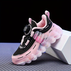 Boy's Basketball Shoes with Rotating Buckle Non Slip Sneakers