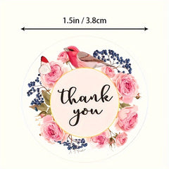 500pcs Thank You Stickers Flower Bird Pattern PVC Sealing Stickers