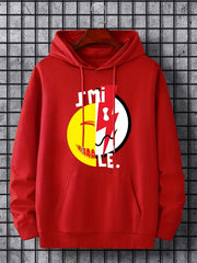 Men's Smile Face Print Hooded Sweatshirt Long Sleeve Drawstrings