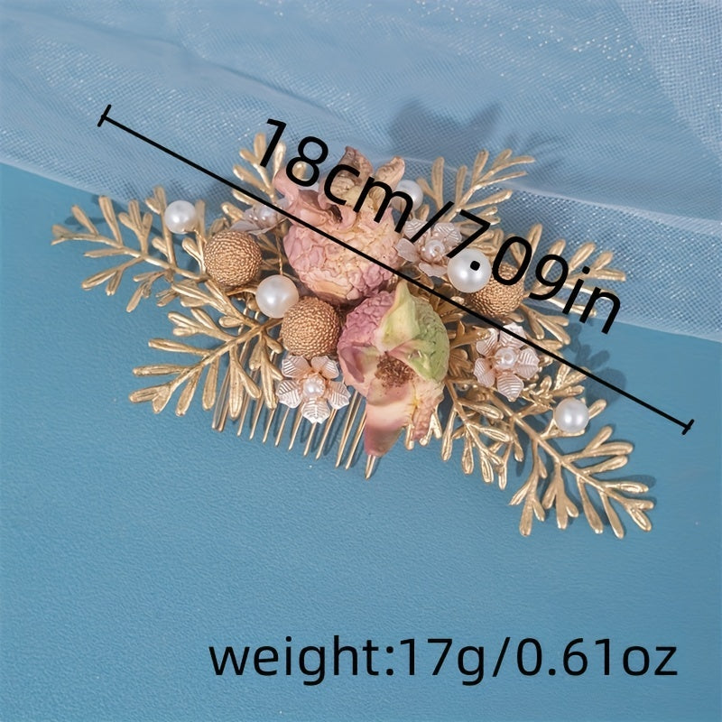 Girl's Christmas Hair Comb Faux Pearl Flower Insert Clip Headdress