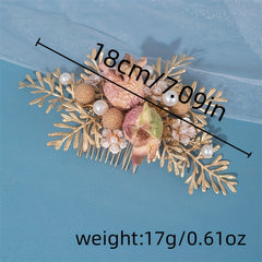 Girl's Christmas Hair Comb Faux Pearl Flower Insert Clip Headdress
