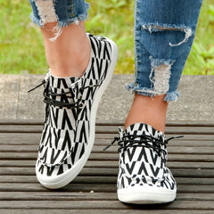 V Pattern Flat Shoes Women's Shallow Mouth Casual Shoes