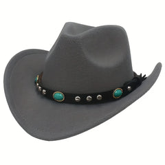 Ethnic Rivet Rocking Edge Cowboy Hat For Men And Women